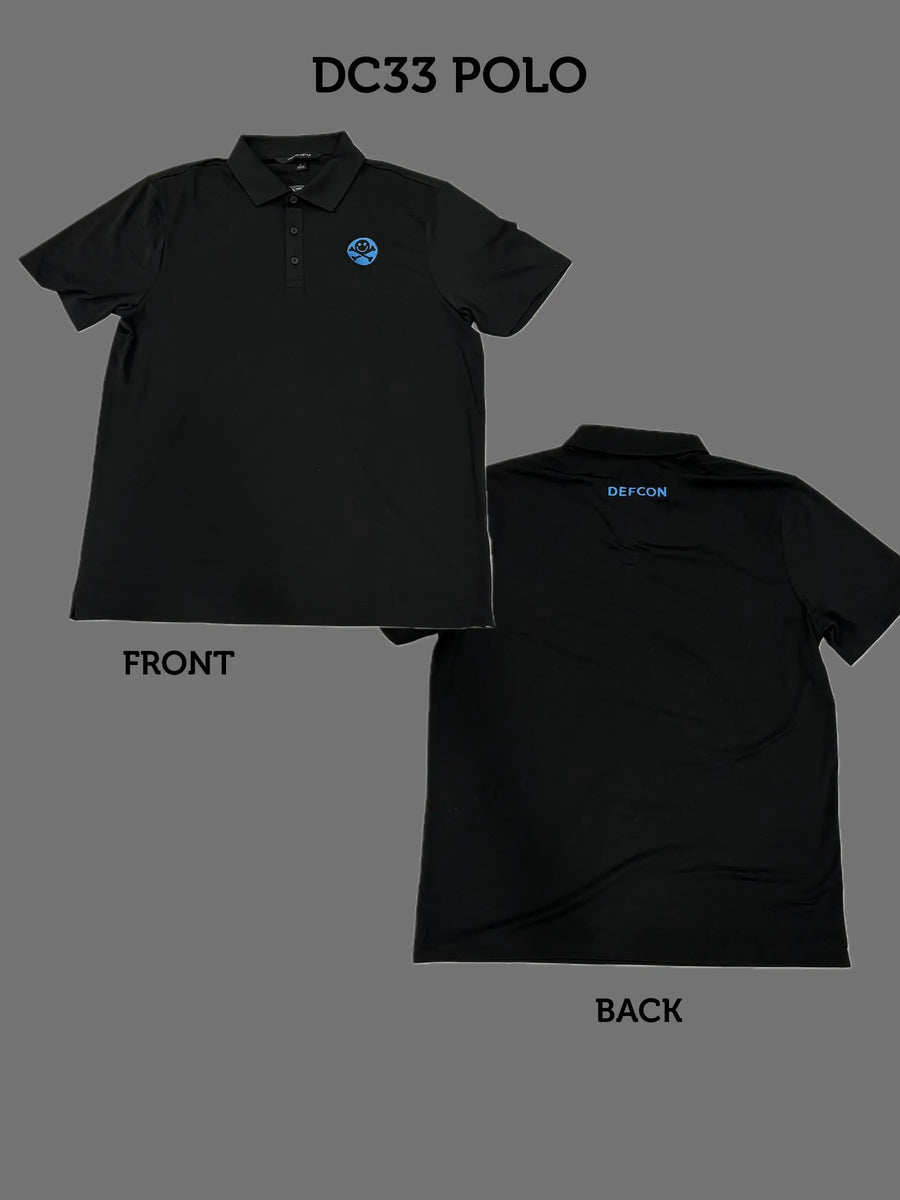 DEFCON Black Professional Polo Shirt with Blue Jack logo