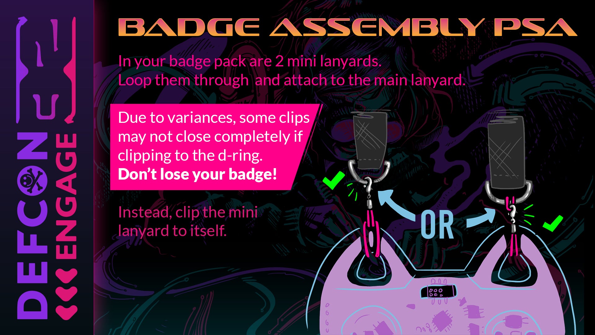 Official Defcon shop page showing 2 different lobster clip lanyard styles due to length differences