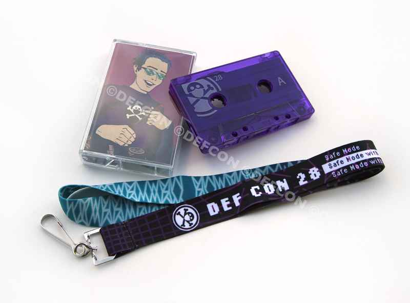 DEF CON 28 SAFEMODE badge and lanyard